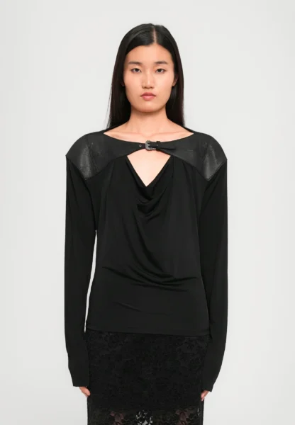 Top Versace Negro Mujer Drapeado Detalle Metálico