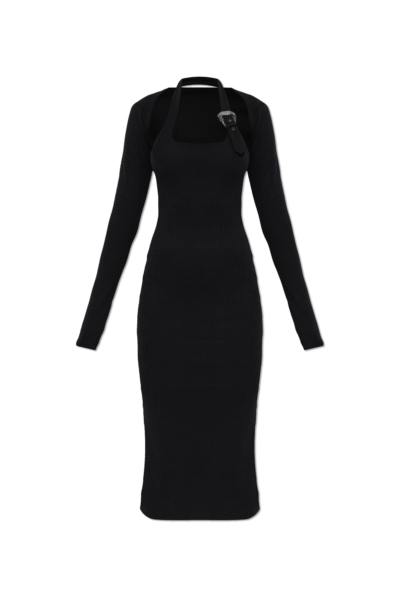 Vestido Versace Negro Midi Halter Cut Out