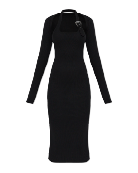 Vestido Versace Negro Midi Halter Cut Out