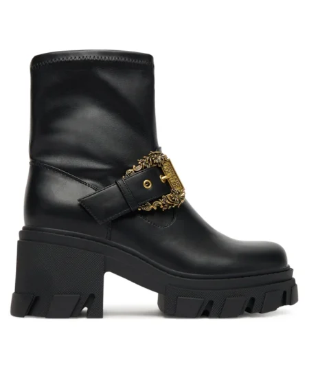 Botines Versace Mujer Negros Plataforma Hebilla