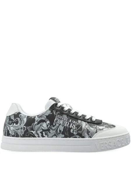 Zapatillas Versace Negras Estampado Barroco Suela Blanca
