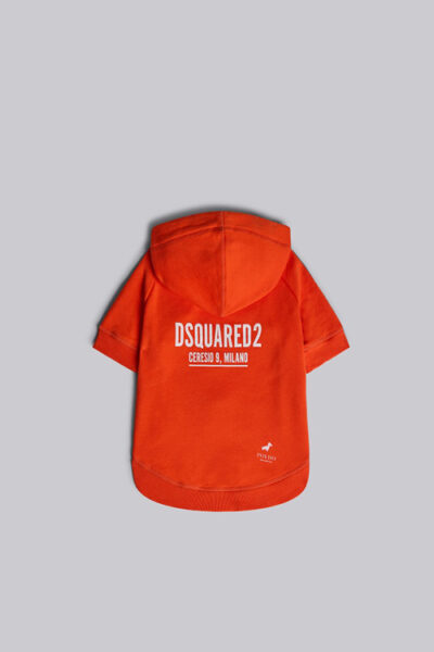 Polerón Dsquared2 Pet Naranjo con Capucha y Logo para Perro Raza Pequeña