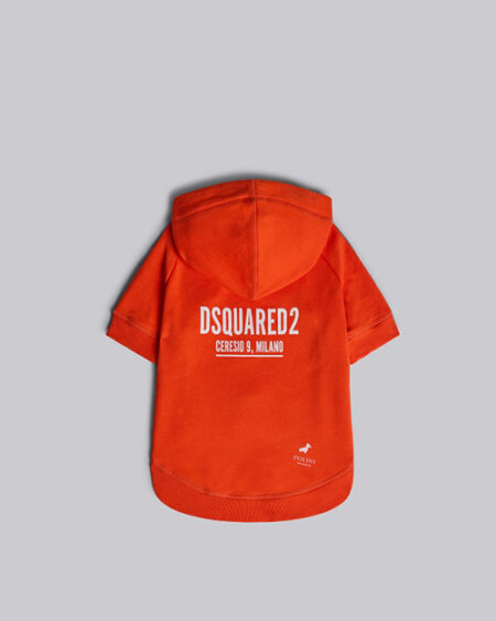 Polerón Dsquared2 Pet Naranjo con Capucha y Logo para Perro Raza Pequeña