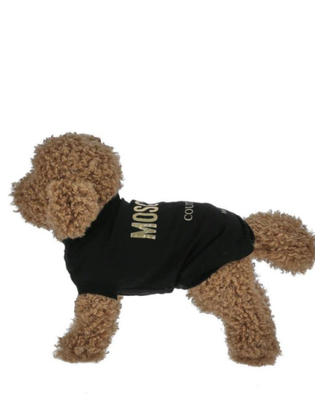 Polera Moschino Pet Negra con Logo para Perro Raza Pequeña