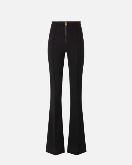 Pantalón Elisabetta Franchi Negro Flare de Tiro Alto