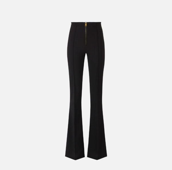 Pantalón Elisabetta Franchi Negro Flare de Tiro Alto