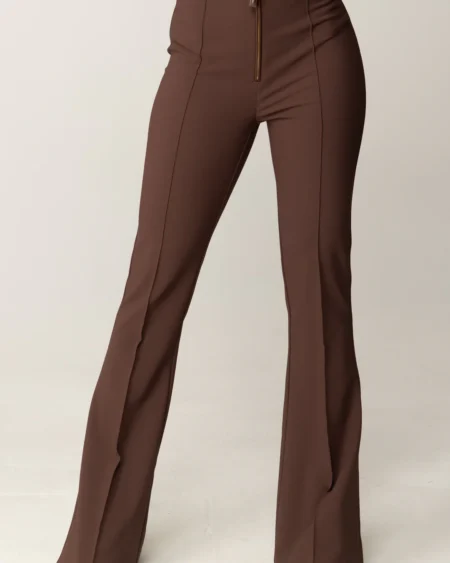 Pantalón Elisabetta Franchi Café Flare de Tiro Alto