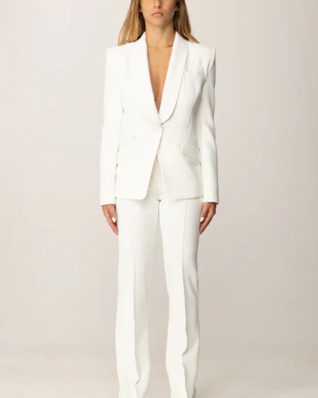 Traje Elisabetta Franchi Blanco Sastrero Mujer Blazer y Pantalón