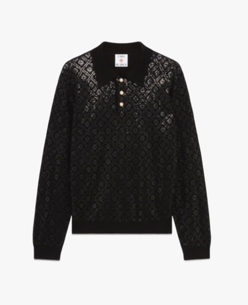 Polo Casablanca Monogram Strass Negro Hombre