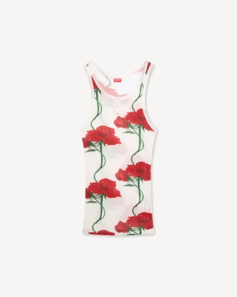 Top Kenzo Poppy Floral Blanco Mujer