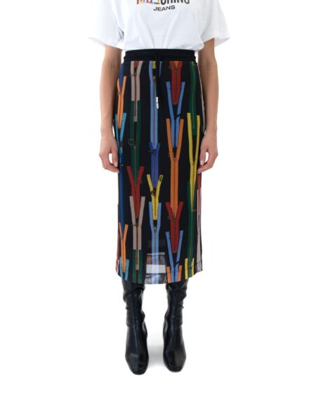Falda Midi Moschino Jeans con Estampado de Cierres Multicolor