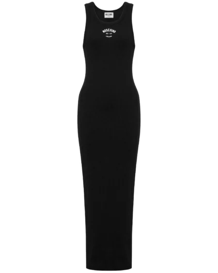 Vestido Maxi Moschino Jeans de Algodón Acanalado Negro