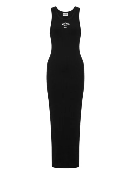 Vestido Maxi Moschino Jeans de Algodón Acanalado Negro