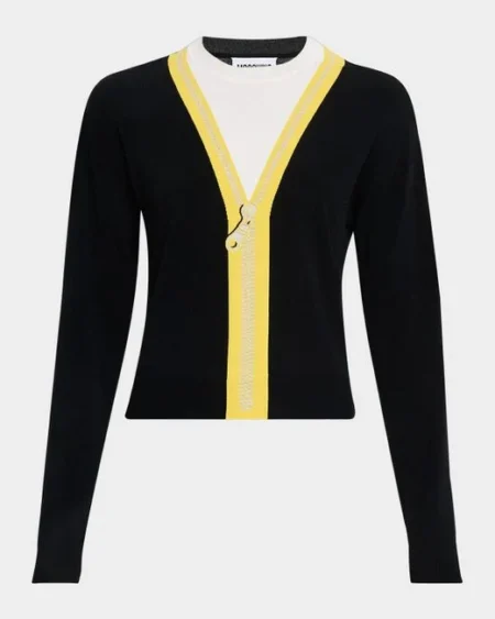 Sweater Moschino Jeans con Efecto Óptico Negro y Amarillo