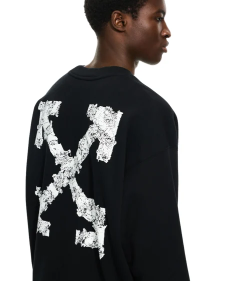 Polerón Off-White Distressed Logo Negro Hombre