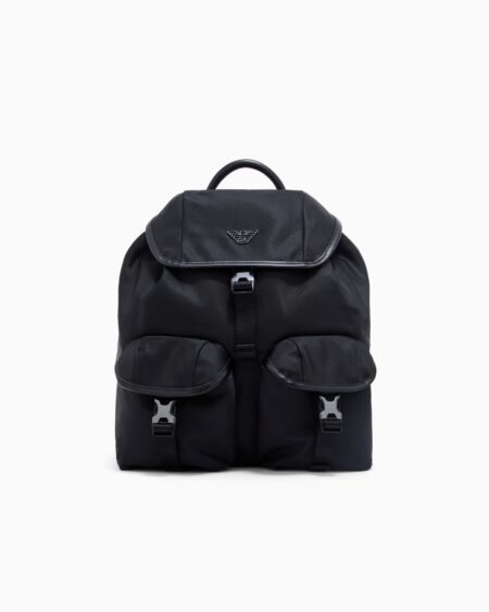 Mochila Emporio Armani Negra con Bolsillos Hombre