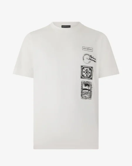 Camiseta Emporio Armani Blanca Estampada Hombre