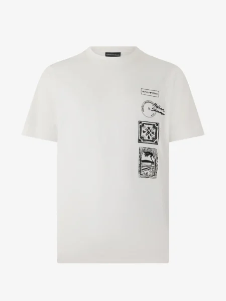Camiseta Emporio Armani Blanca Estampada Hombre