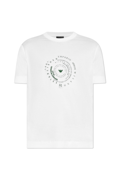 Camiseta Emporio Armani Blanca Estampado Circular Hombre
