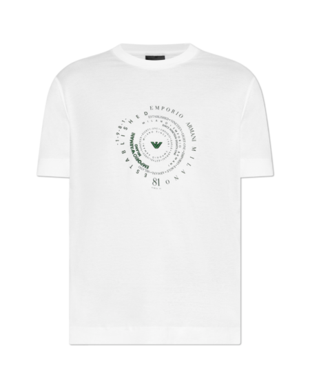 Camiseta Emporio Armani Blanca Estampado Circular Hombre