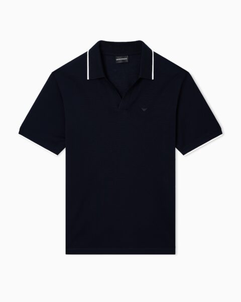 Polo Azul Marino Emporio Armani con Ribetes en Contraste