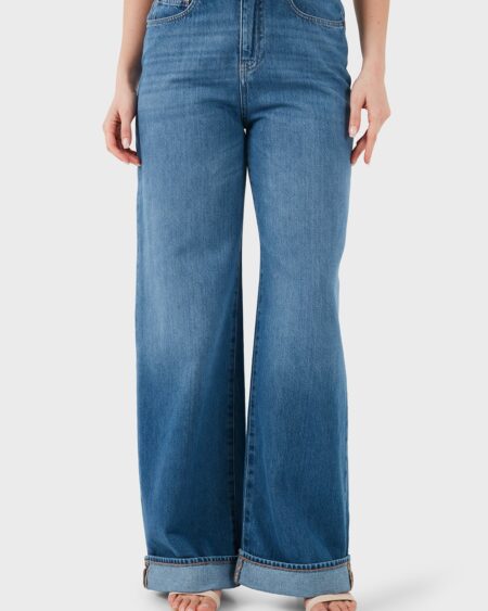 Jeans Wide Leg Azul Emporio Armani