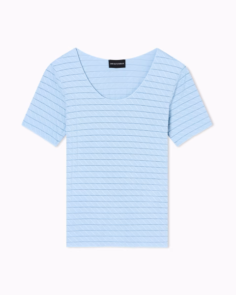 Camiseta Texturizada Celeste Emporio Armani