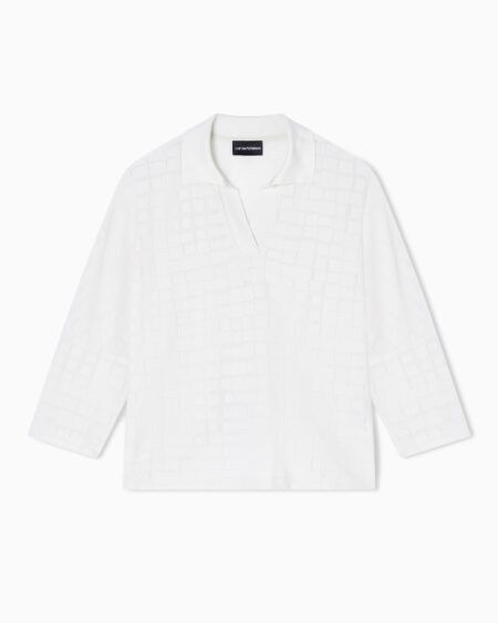 Blusa Polo Texturizada Blanca Emporio Armani