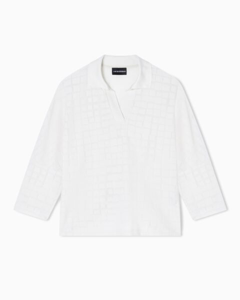 Blusa Polo Texturizada Blanca Emporio Armani