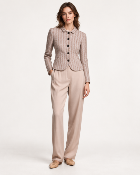 Conjunto Chaqueta Texturizada y Pantalón Beige Emporio Armani