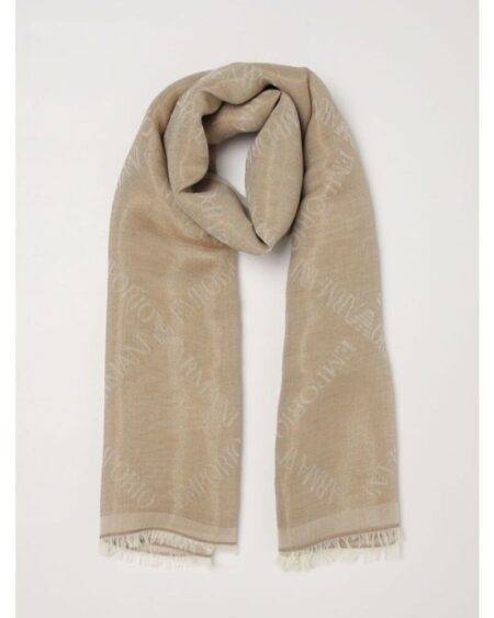Pañuelo Beige con Logo Emporio Armani