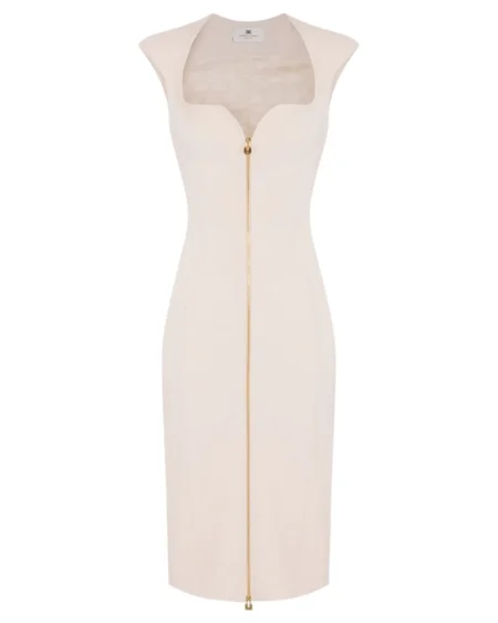 Vestido Midi Elisabetta Franchi Marfil