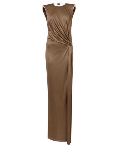 Vestido Largo de Fiesta Elisabetta Franchi Beige