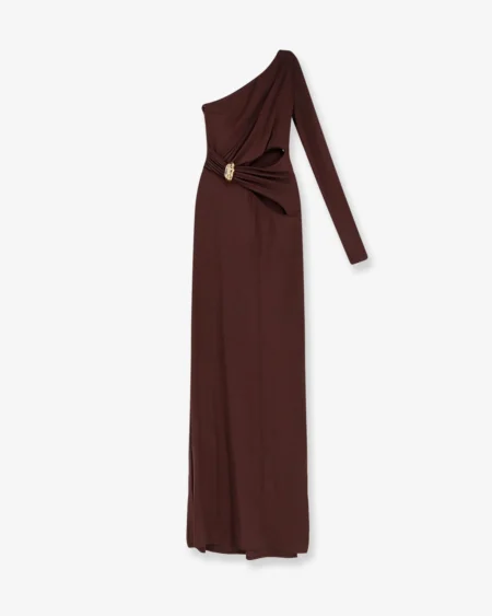 Vestido de Fiesta Elisabetta Franchi Café Asimétrico