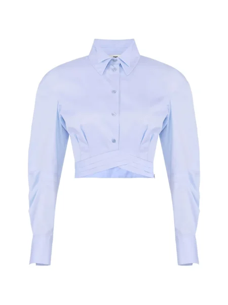 Camisa Crop Elisabetta Franchi Azul Celeste