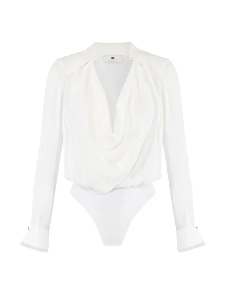 Body Elegante Elisabetta Franchi Blanco Drapeado