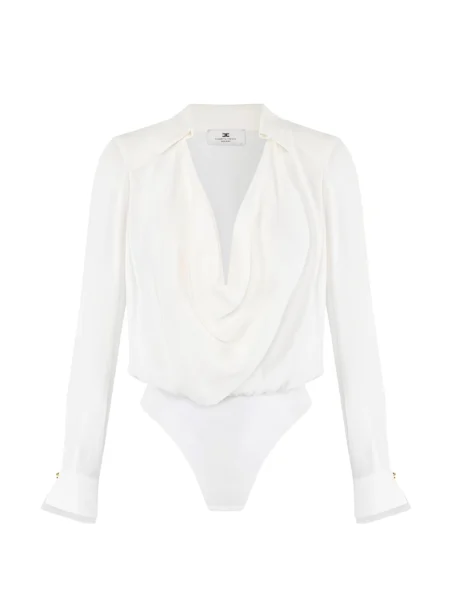 Body Elegante Elisabetta Franchi Blanco Drapeado