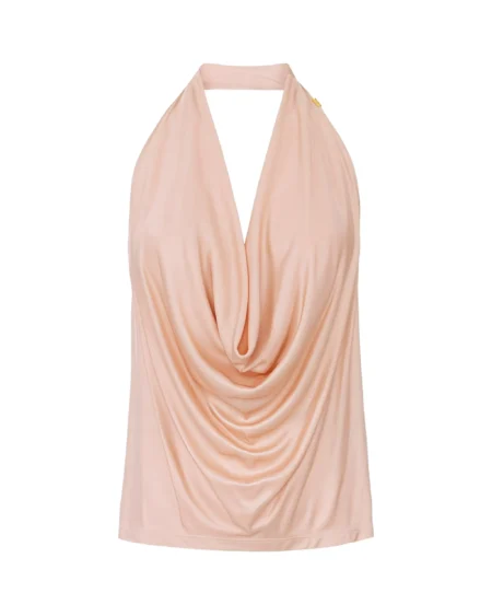 Top de Fiesta Elisabetta Franchi Halter Beige