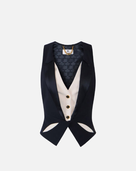 Chaleco Negro Estilo Esmoquin Elisabetta Franchi