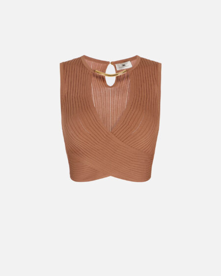Top Cropped Camel de Punto Elisabetta Franchi