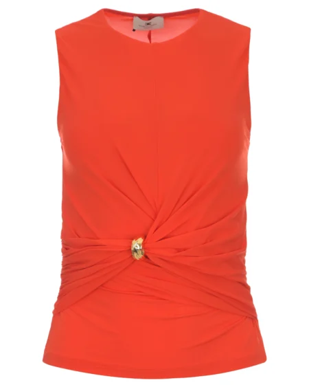 Top Elisabetta Franchi Rojo con Detalle Dorado