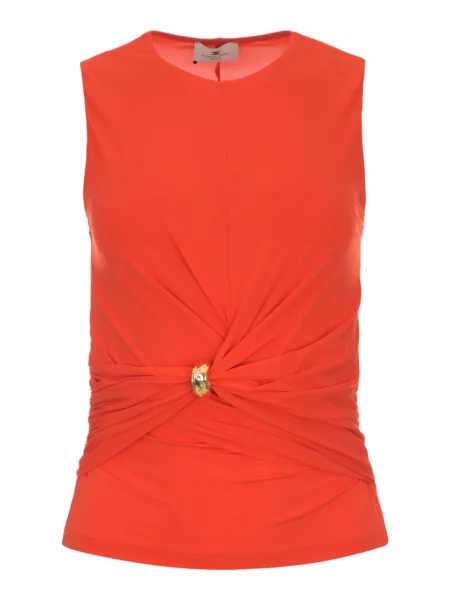 Top Elisabetta Franchi Rojo con Detalle Dorado