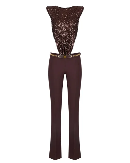 Enterito Elisabetta Franchi Café con Lentejuelas