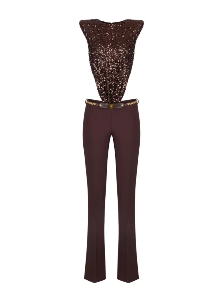 Enterito Elisabetta Franchi Café con Lentejuelas