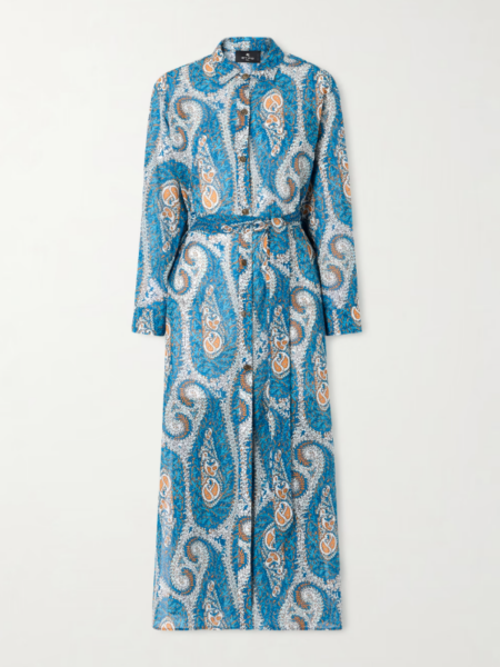 Vestido Midi Camisero Paisley Azul ETRO Mujer