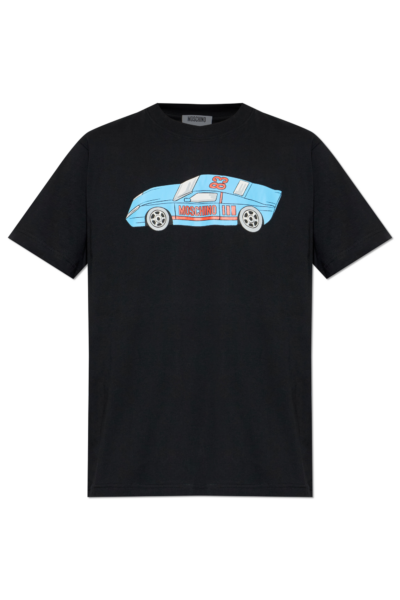 Camiseta Negra Auto de Carrera Moschino Hombre
