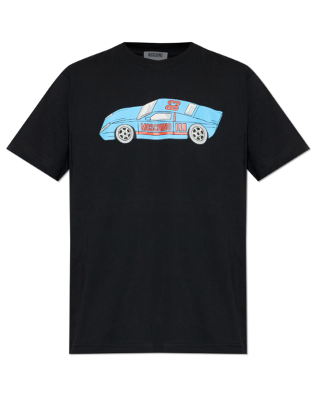 Camiseta Negra Auto de Carrera Moschino Hombre
