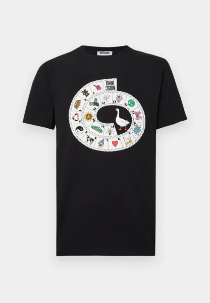Camiseta Negra Estampado Juego Moschino Hombre