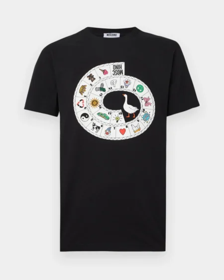 Camiseta Negra Estampado Juego Moschino Hombre