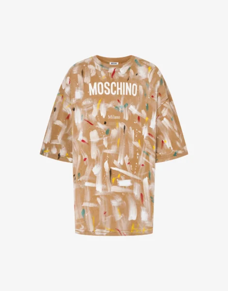 Camiseta Moschino Beige con Estampado Artístico